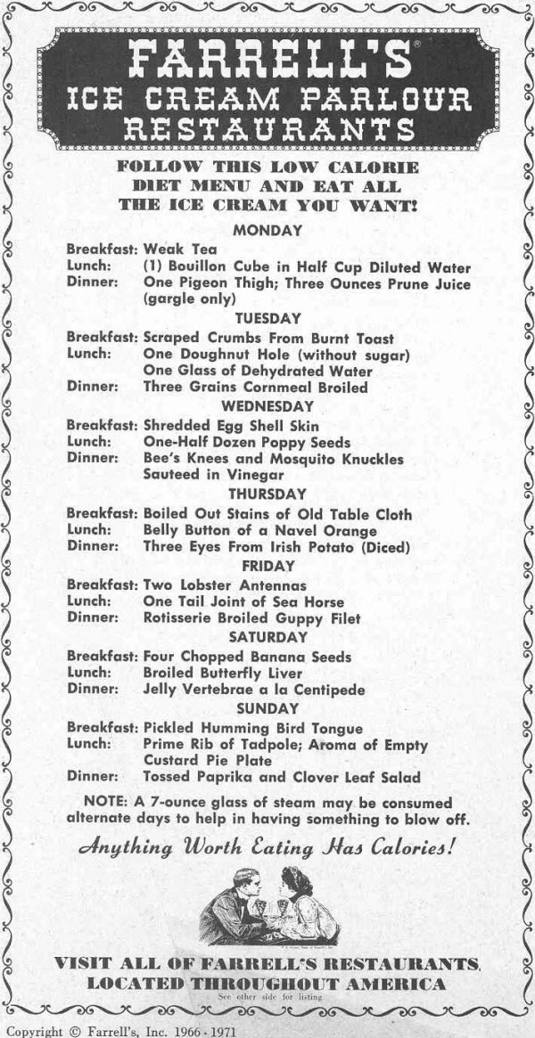 Farrell's Low Calorie, All You Can Eat Ice Cream Diet