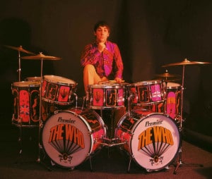 Keith Moon in 1967. Seated behind his custom Premier 'Pictures of Lily' drum kit. Photo Credit: Iburiedpaul|Flickr